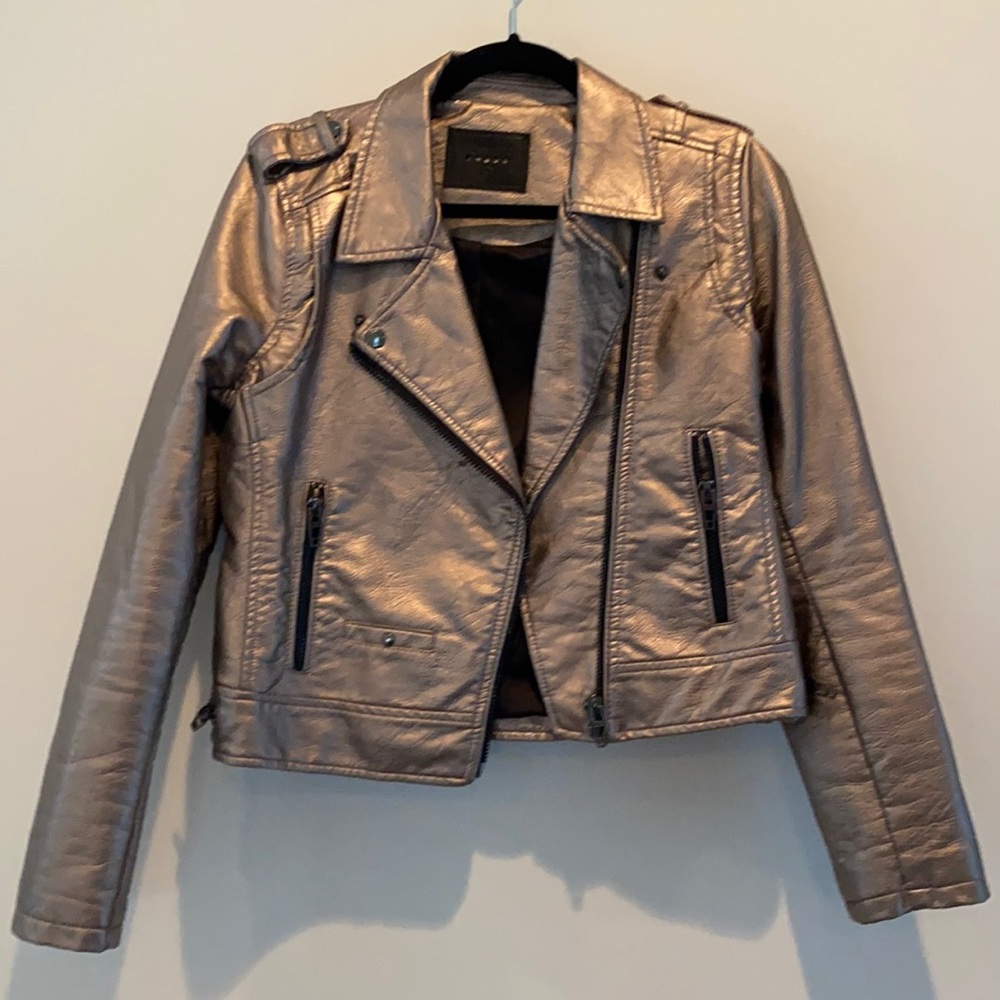 Iridescent women’s pleather bomber jacket